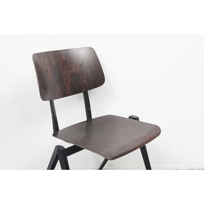 Black vintage dutch S16 chair in wood and metal