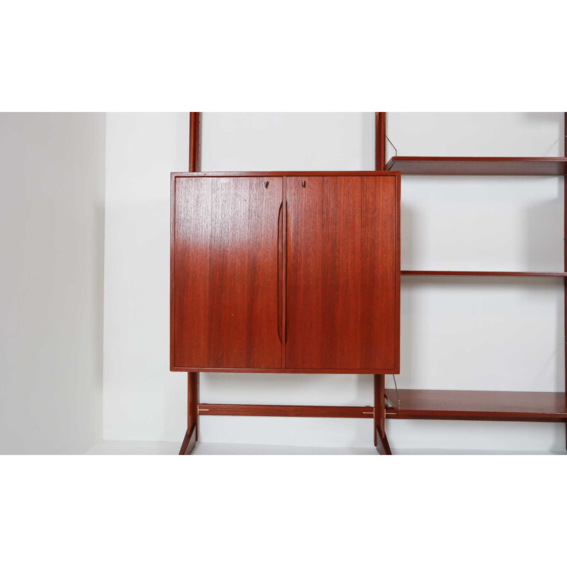 Vintage Italian teak and brass shelving system, 1960