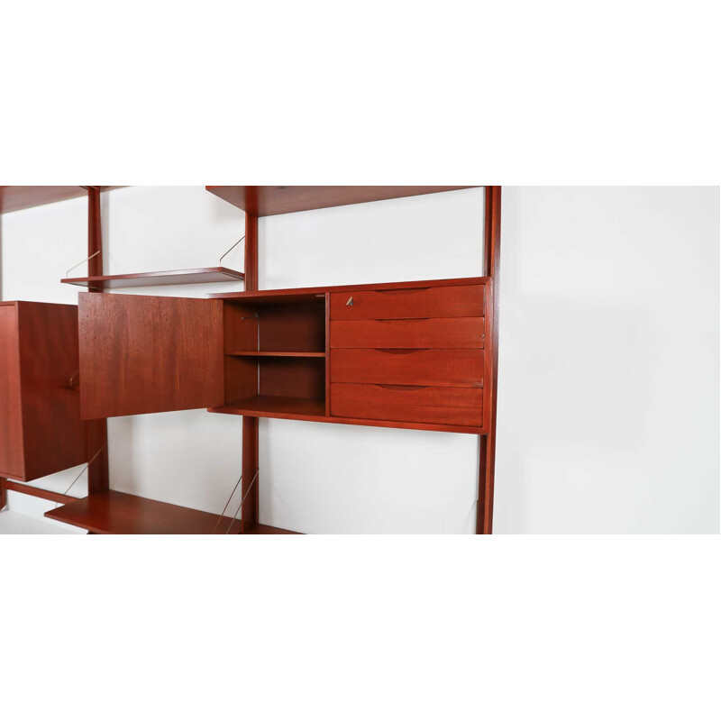 Vintage Italian teak and brass shelving system, 1960