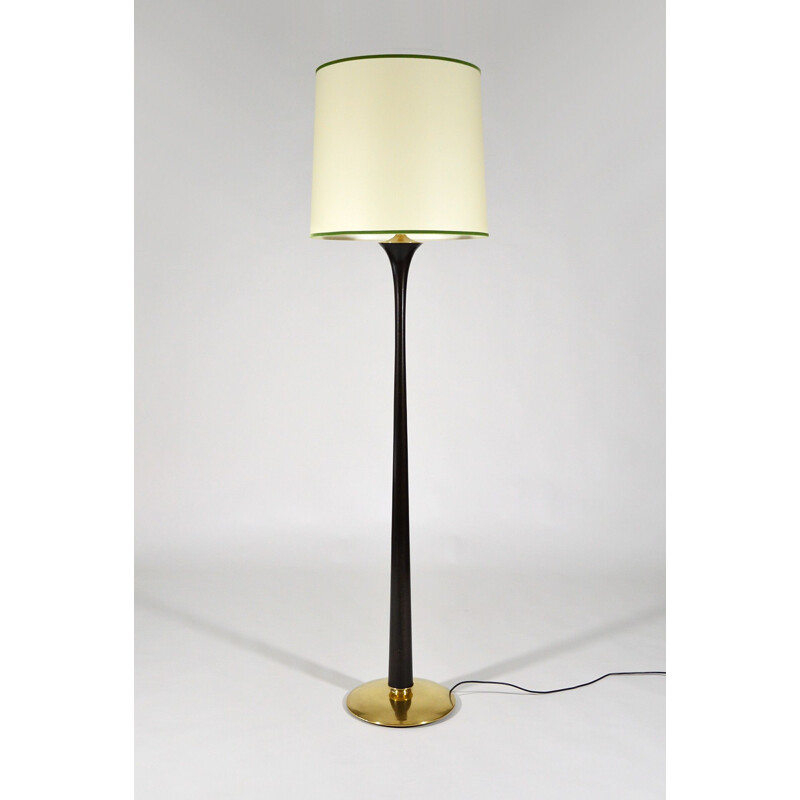 Vintage italian floor lamp in wood and brass 1950