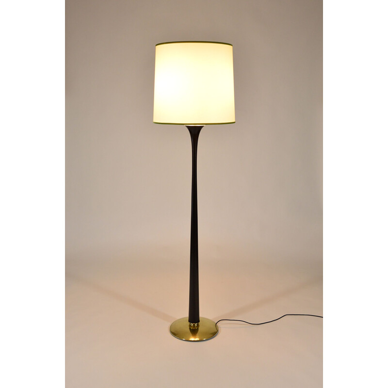 Vintage italian floor lamp in wood and brass 1950