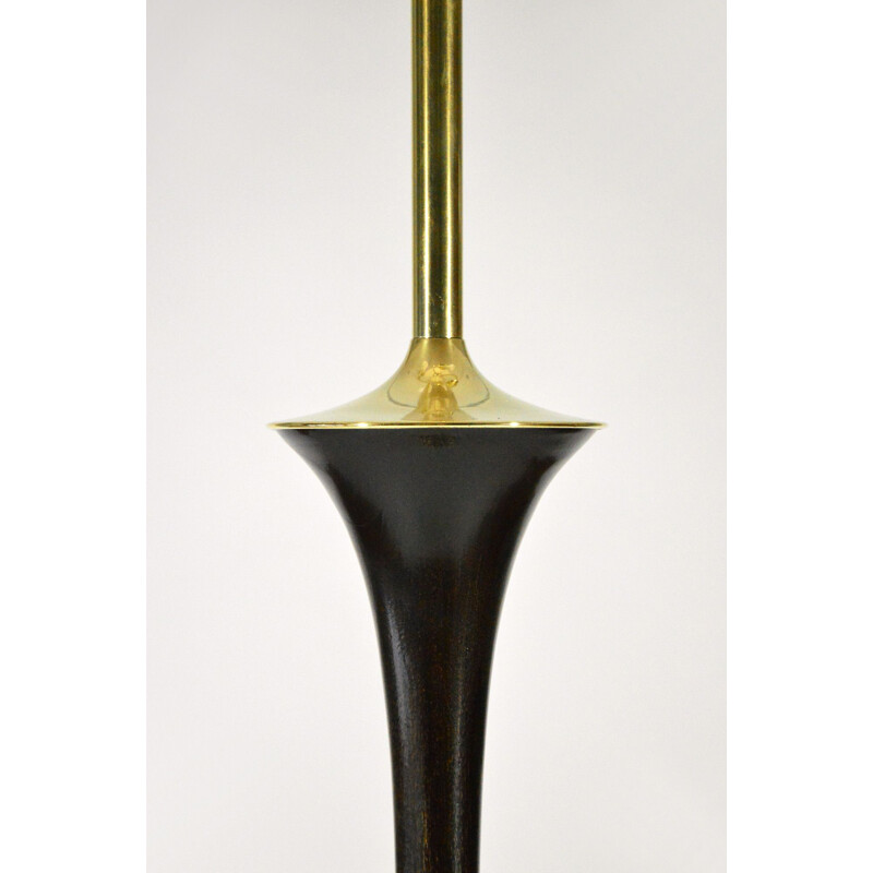 Vintage italian floor lamp in wood and brass 1950