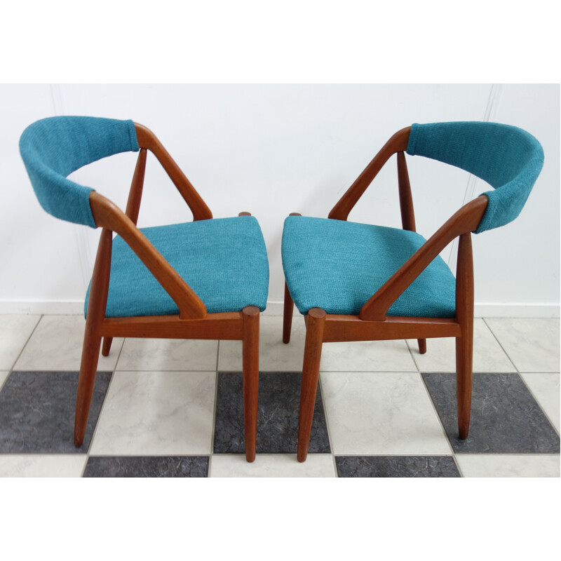 Pair of vintage danish blue chairs for Shou Andersen in teak 1960