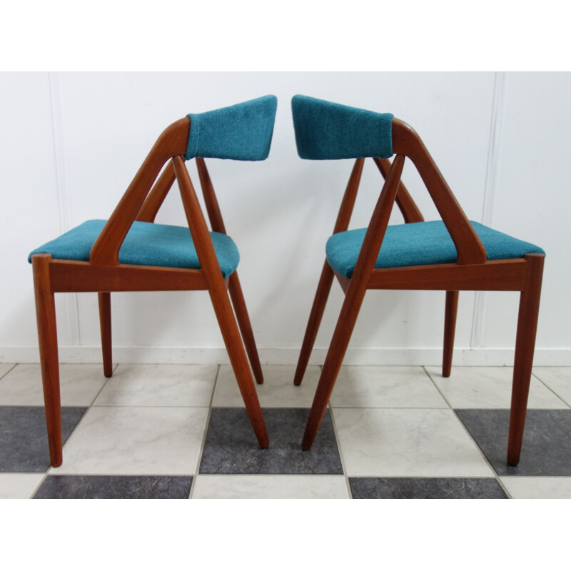 Pair of vintage danish blue chairs for Shou Andersen in teak 1960