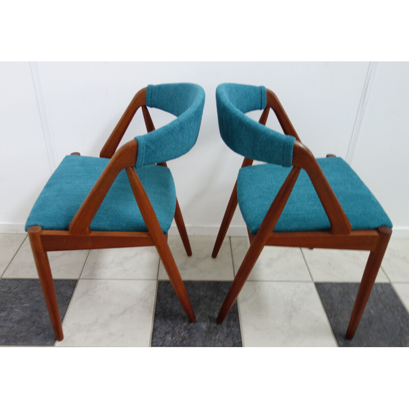 Pair of vintage danish blue chairs for Shou Andersen in teak 1960