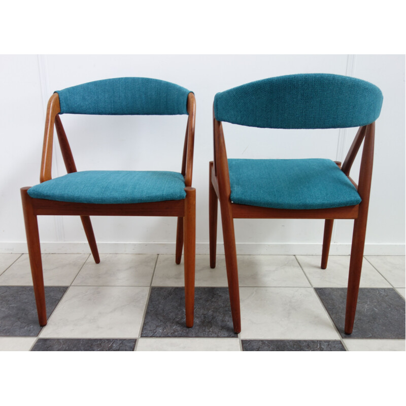 Pair of vintage danish blue chairs for Shou Andersen in teak 1960