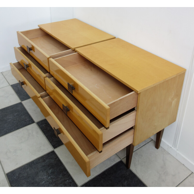 Paire de tables de chevet vintage en bois et métal 1970