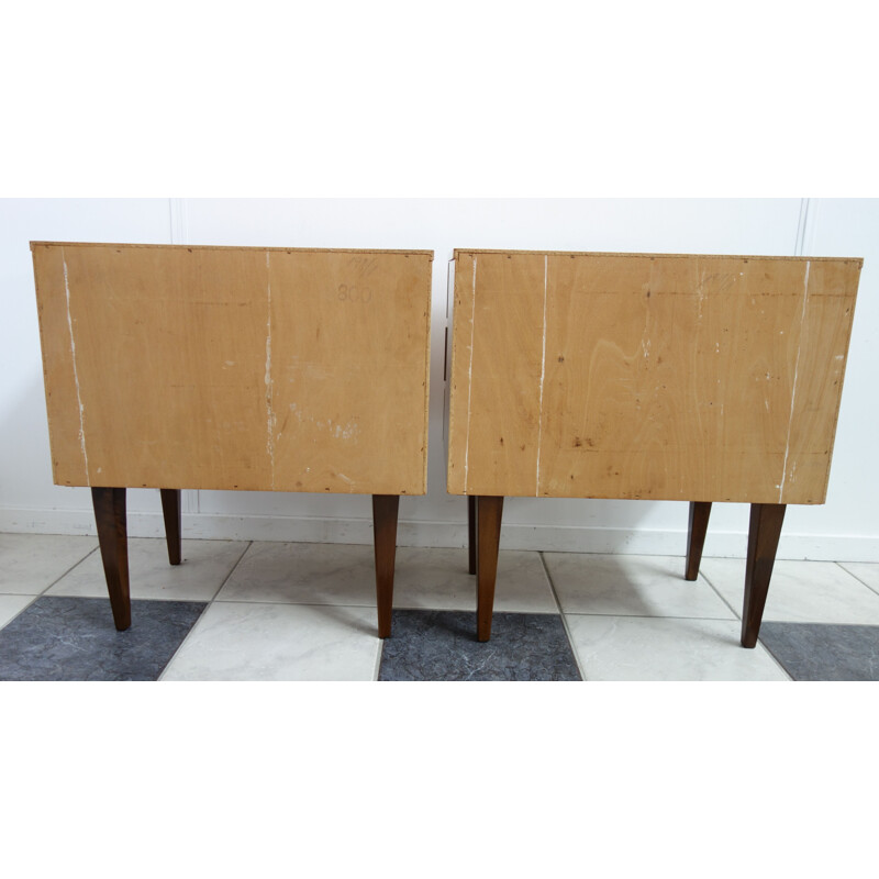 Paire de tables de chevet vintage en bois et métal 1970