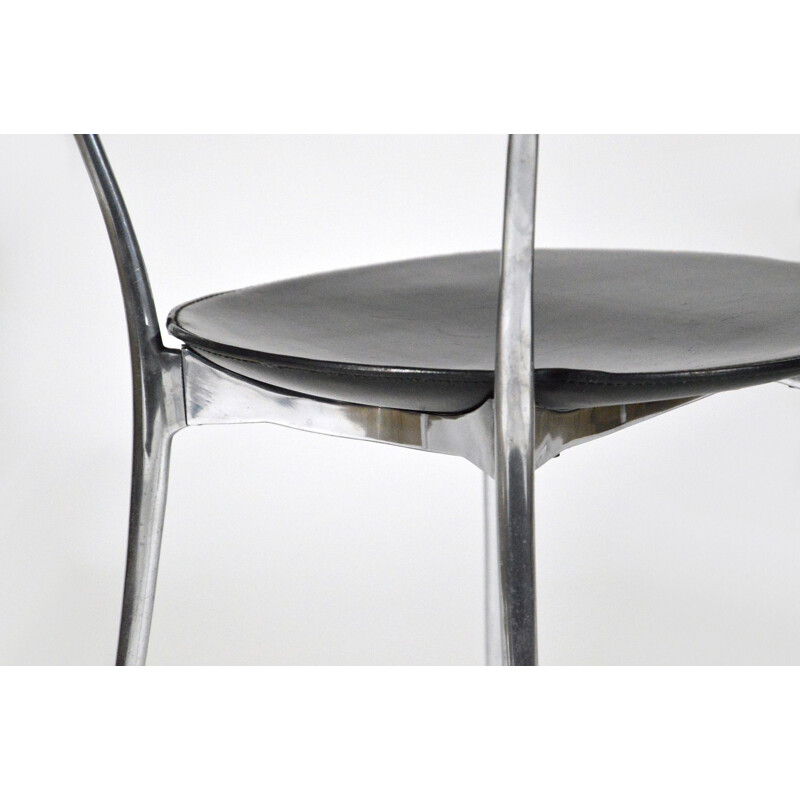 Vintage Tonietta chair for Zanotta in black leather and aluminium