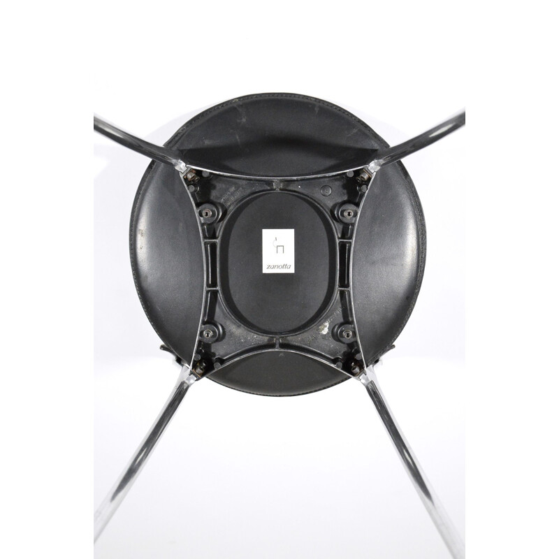 Vintage Tonietta chair for Zanotta in black leather and aluminium