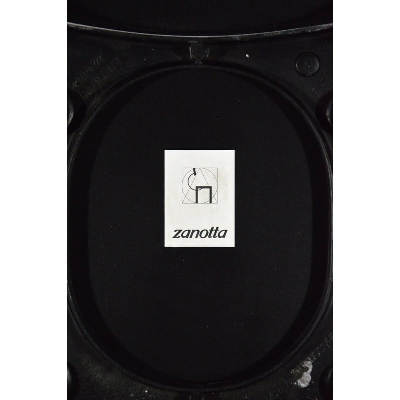 Chaise vintage Tonietta pour Zanotta en cuir noir et aluminium