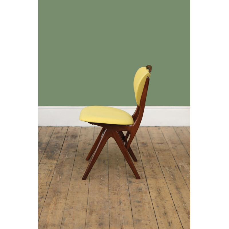 Chaise vintage néerlandaise jaune par Teeffelen en teck 1950