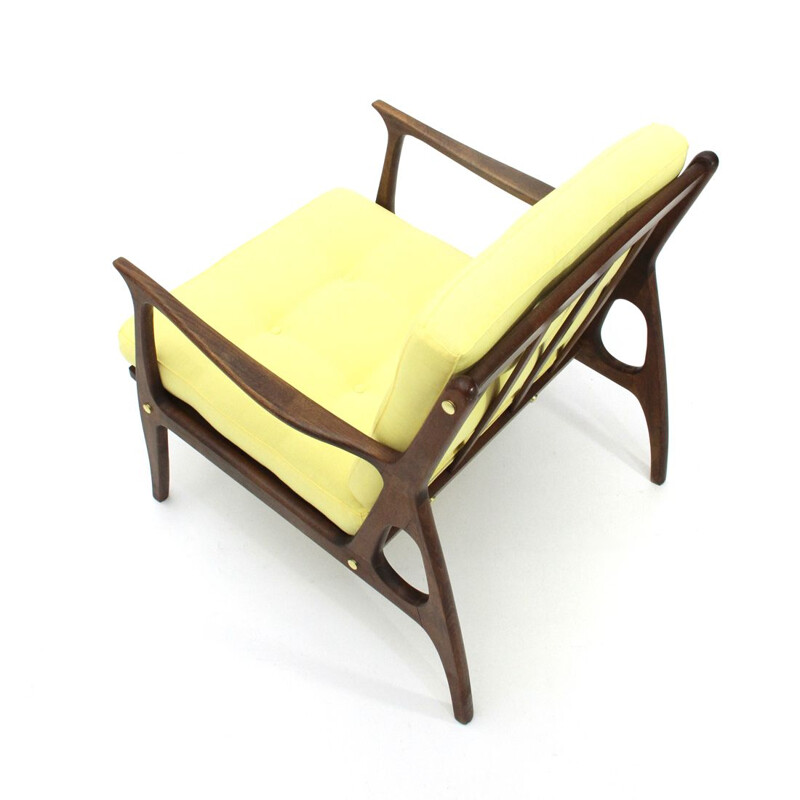 Vintage Italian armchair with yellow cushions