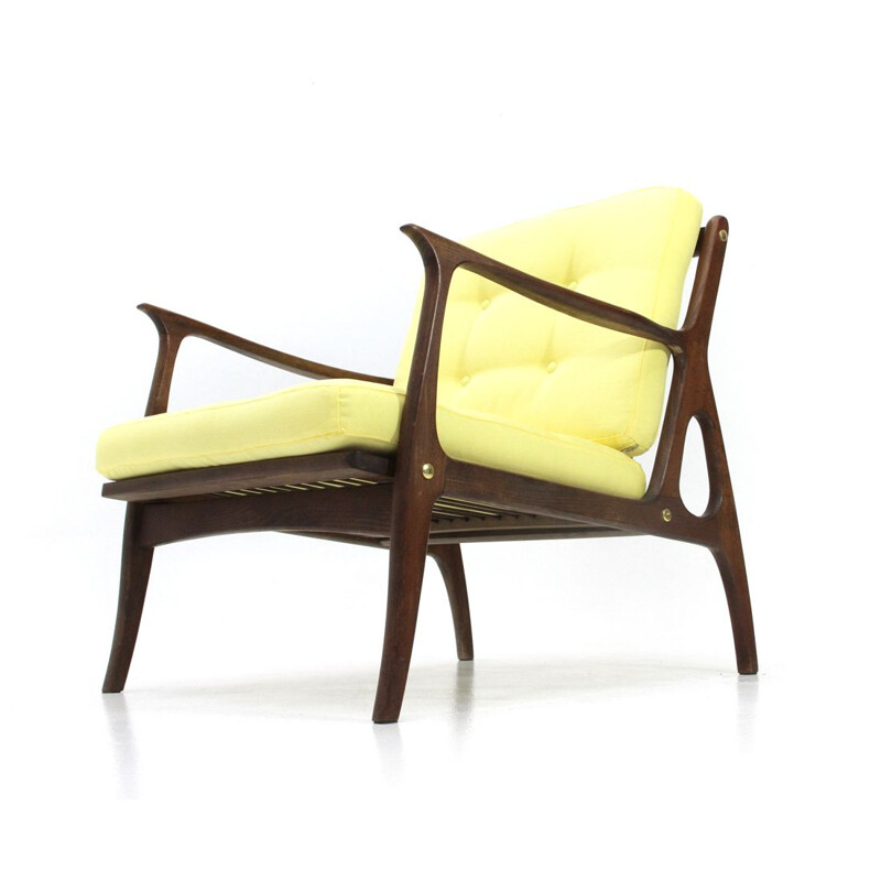 Vintage Italian armchair with yellow cushions