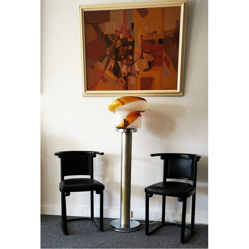 Vintage floor lamp Italian Murano glass and metal