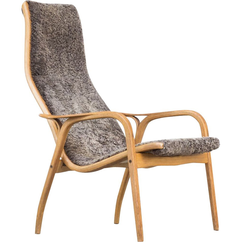  Fauteuil vintage gris par Yngve Ekström modèle "Lamino" pour Swedese Møbler,1950