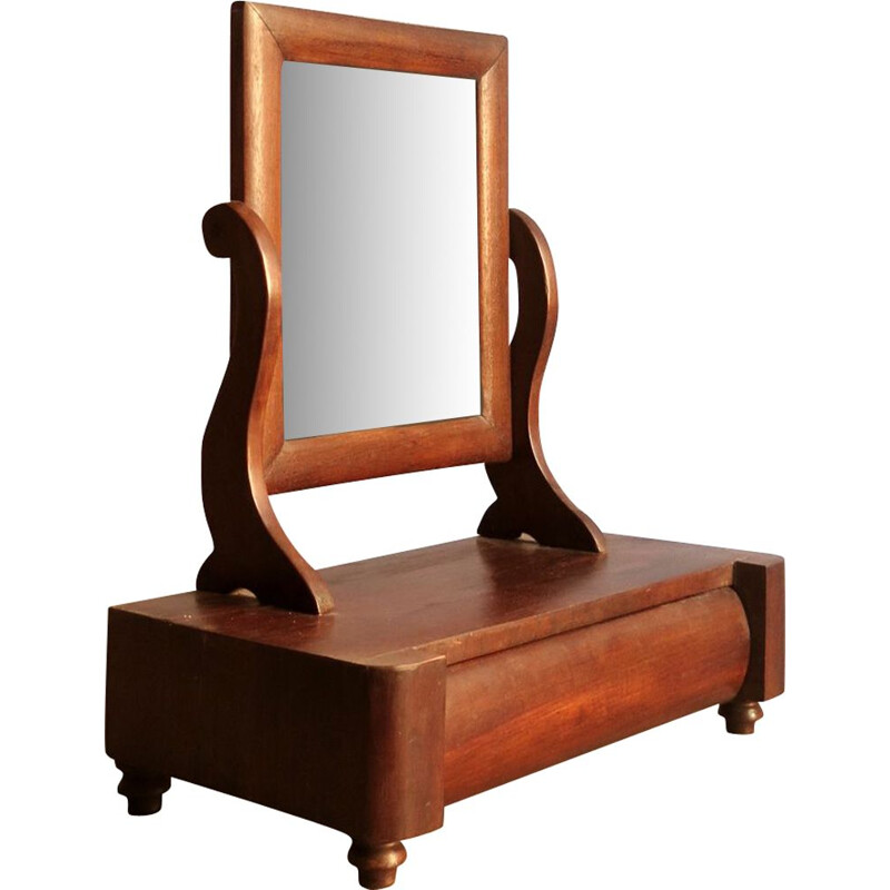 Vintage mirror table in rosewood with drawer,1930