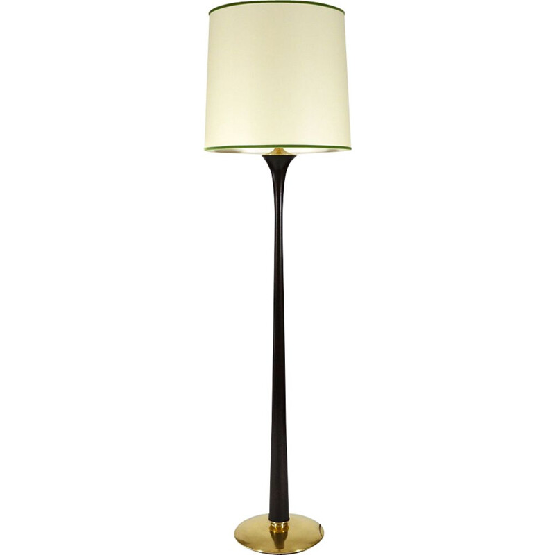 Vintage italian floor lamp in wood and brass 1950