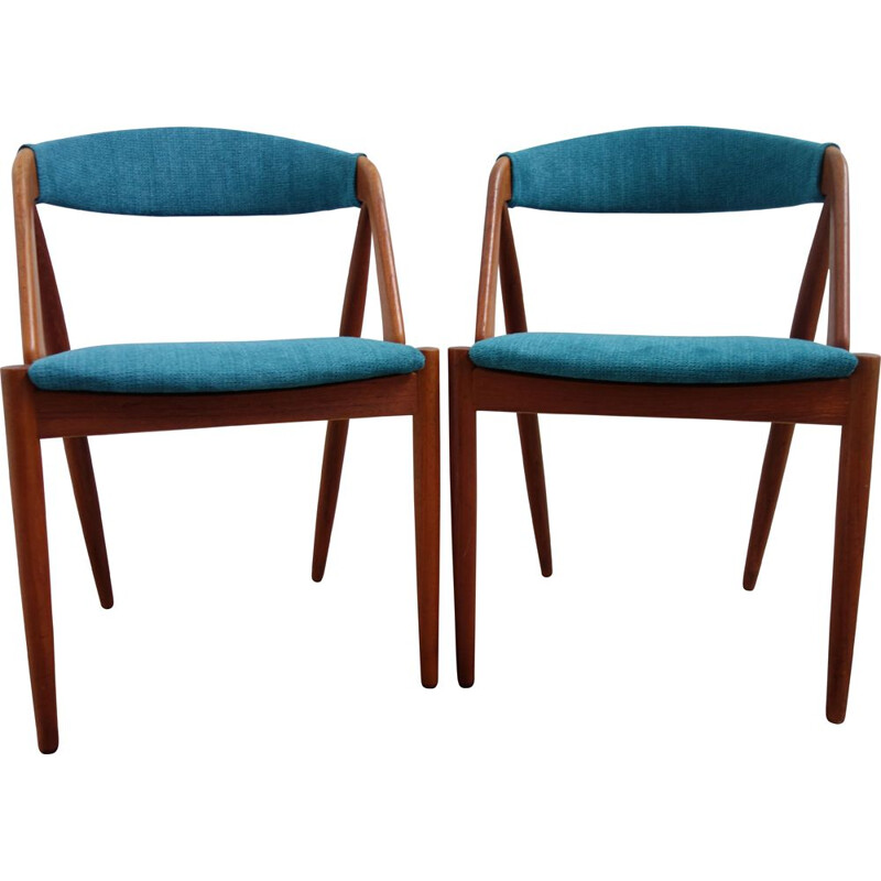 Paire de chaises vintage danoises bleues pour Shou Andersen en teck 1960