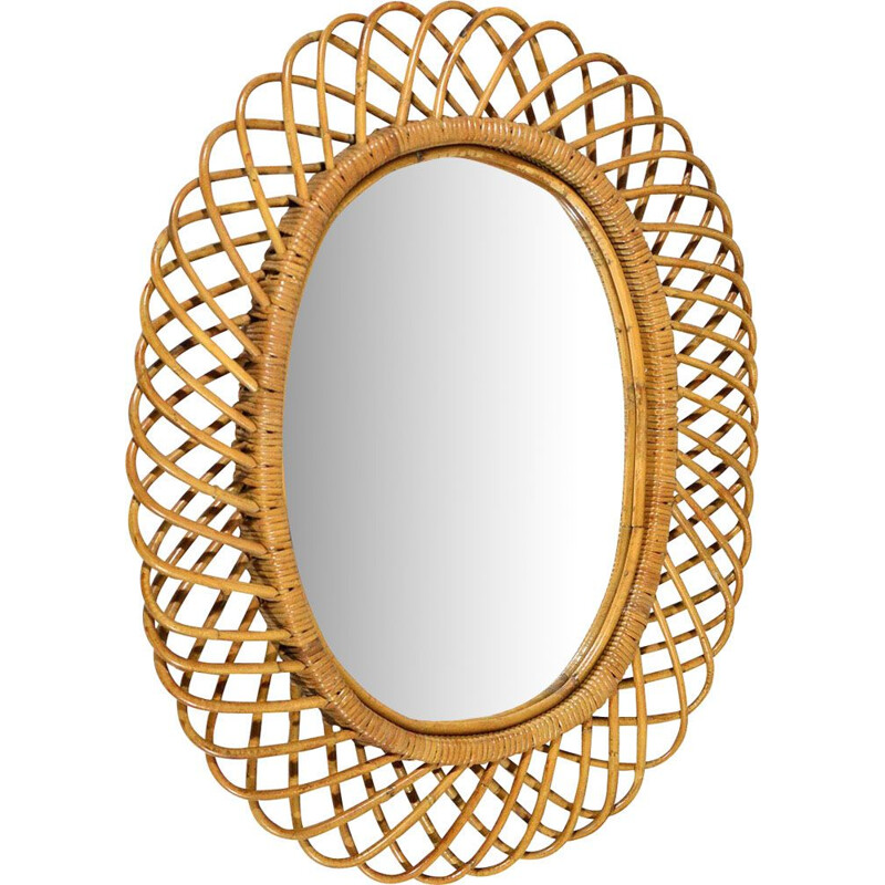 Vintage Italian wicker mirror