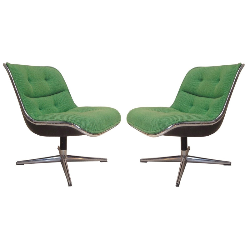 Pair of desk armchairs, Charles POLLOCK - 1960s