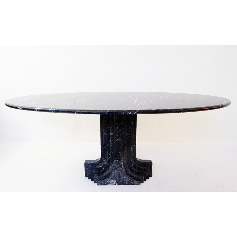 Vintage table in black marble attributed to Carlo Scarpa