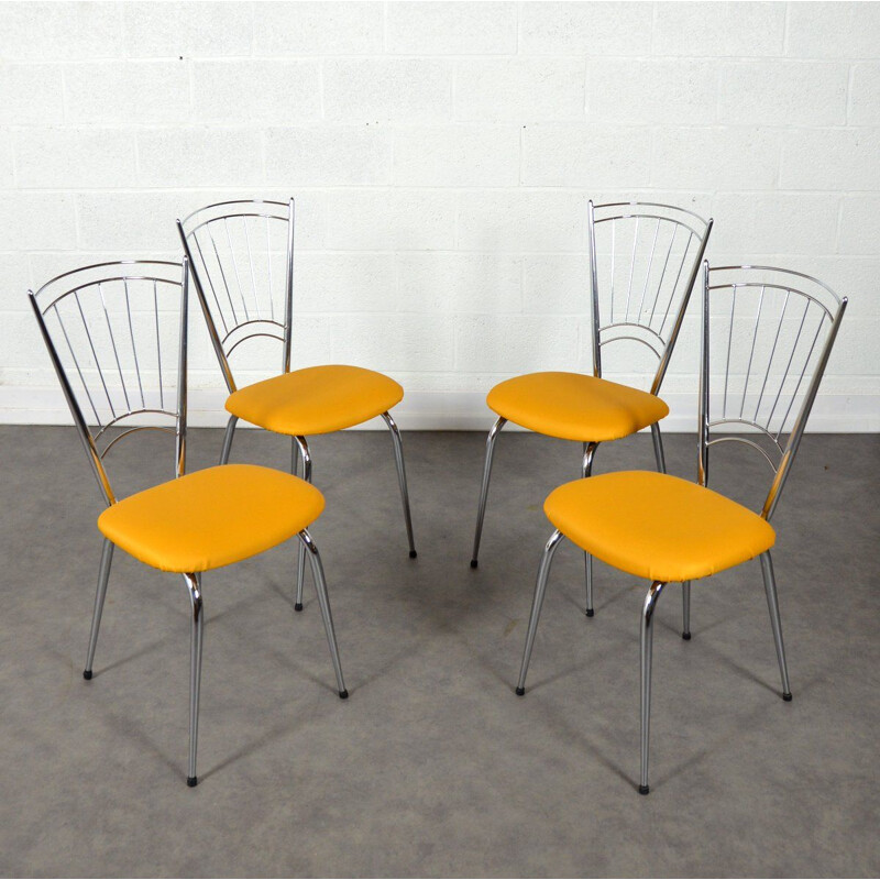 Set of 4 vintage chairs Soudex vinyl 1950-60s 