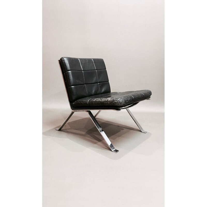 Vintage Armchair Hans Eichenberger black leather 1960