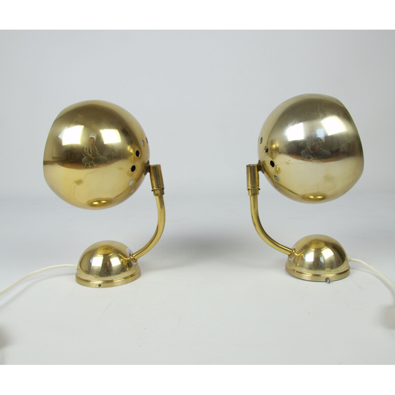 2 vintage golden wall lamps, Sweden,1970