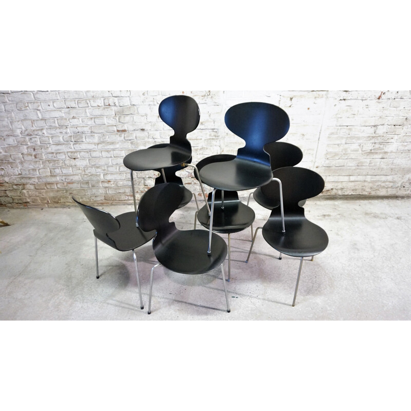  8 chaises à repas vintage tripode par Arne Jacobsen, pour Fritz Hansen,1952