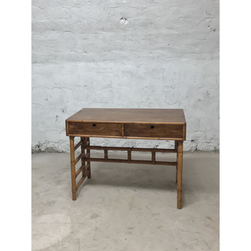 Vintage french desk in solid teak,1960