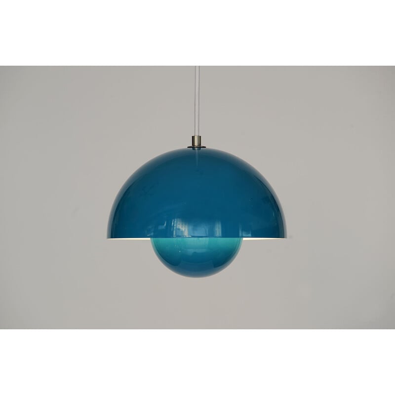 Vintage blue pendant light by Verner Panton for Tradition,1980