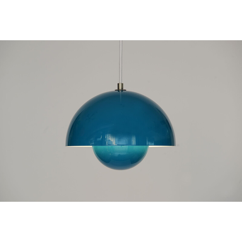 Vintage blue pendant light by Verner Panton for Tradition,1980