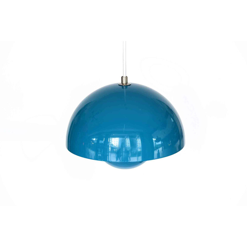 Vintage blue pendant light by Verner Panton for Tradition,1980