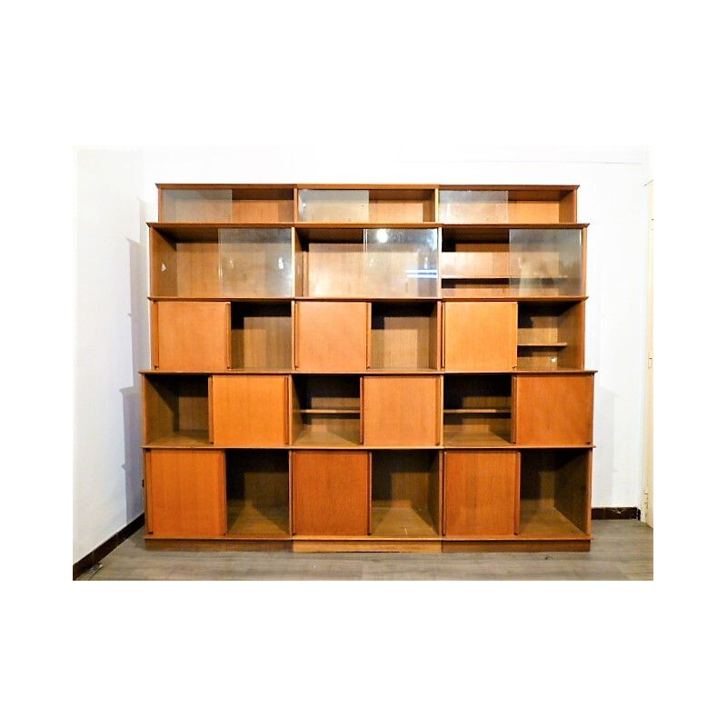 Vintage oak bookcase by Didier Rozaffy for Oscar Furniture,1950