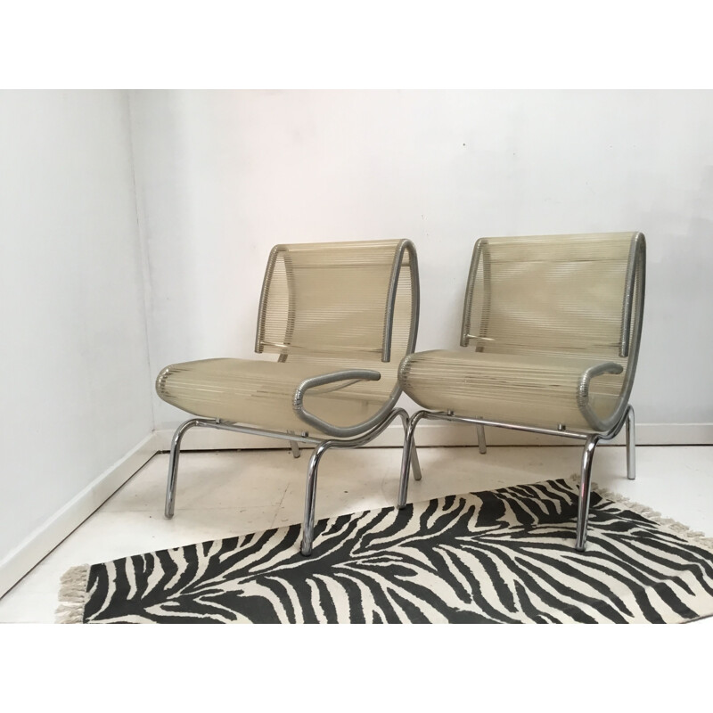 2 vintage Italian "spaghetti" easy chair,1980