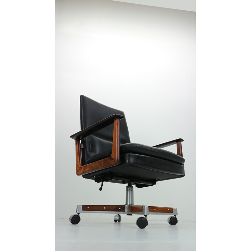 Chaise de bureau vintage en palissandre & cuir par Arne Vodder pour Sibast, 1960 Danemark