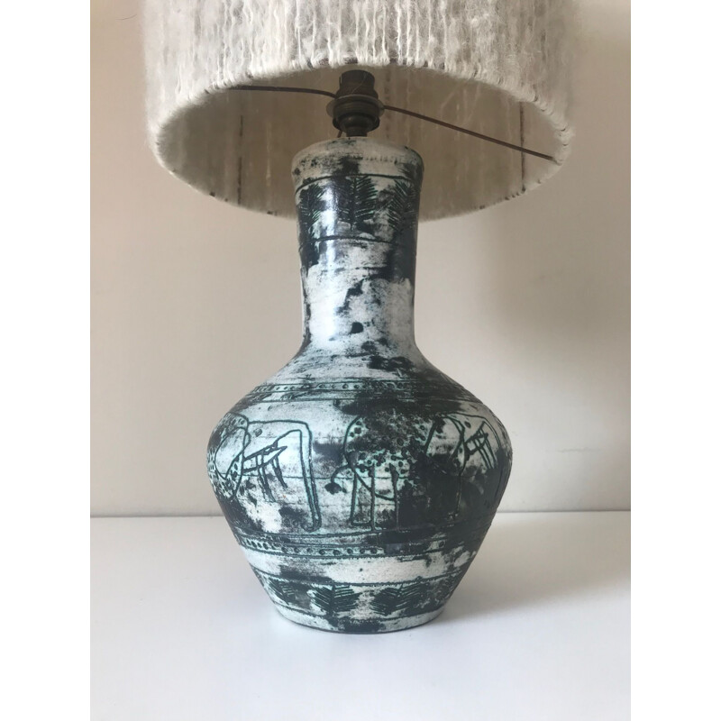 Vintage table lamp ceramic Jacques blin 1960 