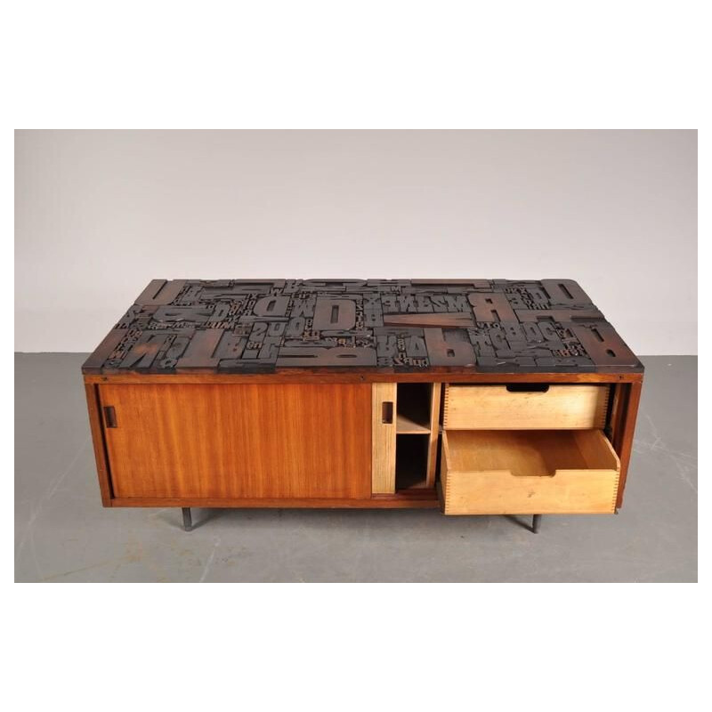 Vintage Brazilian hardwood sideboard, 1950