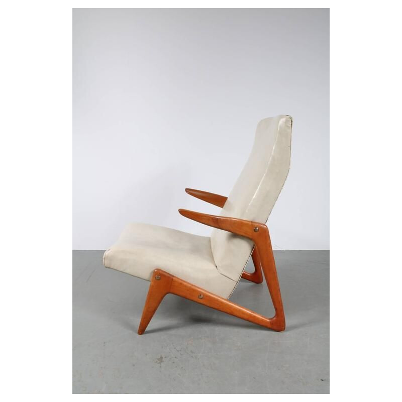 Vintage Lounge Chair white skai 1950s