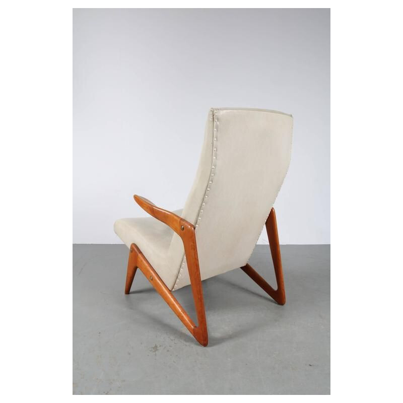 Vintage Lounge Chair white skai 1950s