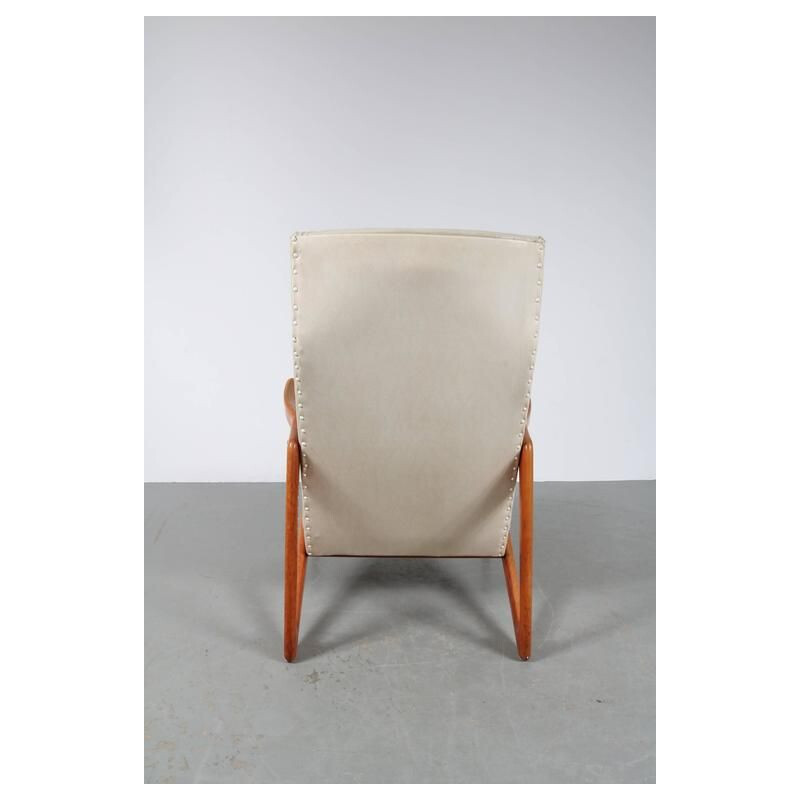 Witte vintage skai lounge stoel 1950's