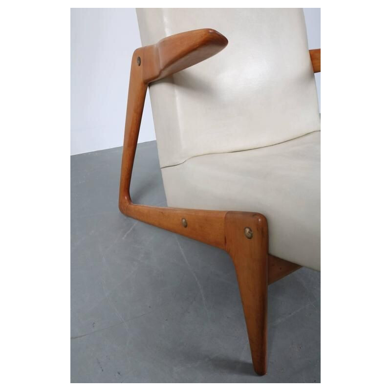 Vintage-Lounge-Sessel skai weiß 1950er Jahre