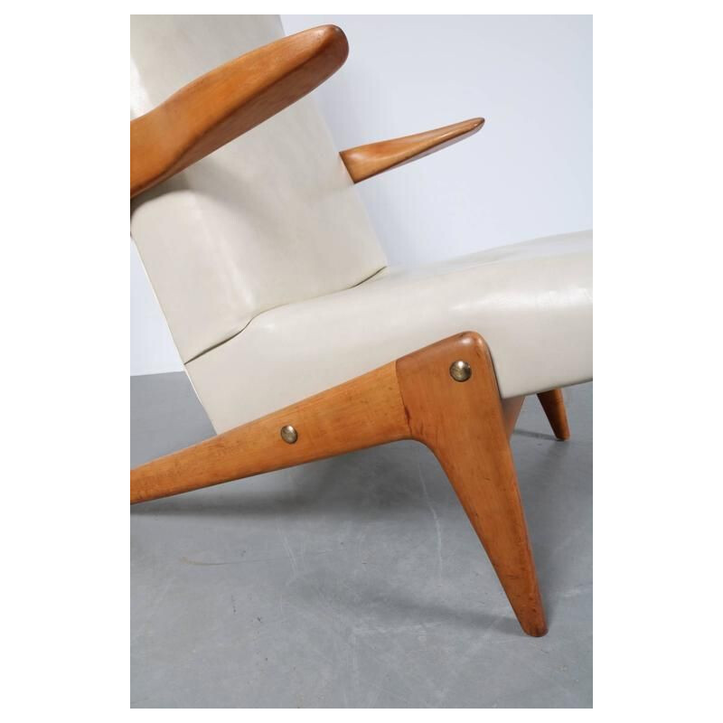 Vintage Lounge Chair white skai 1950s