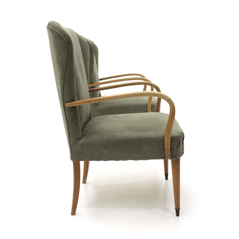 Set of 2 vintage Italian green armchair