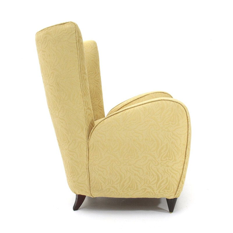 Fauteuil vintage jaune italien par Paolo Buffa