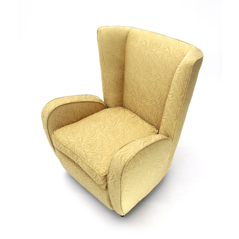 Fauteuil vintage jaune italien par Paolo Buffa