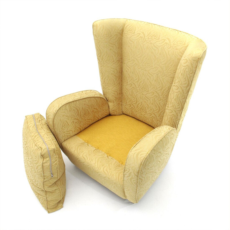 Fauteuil vintage jaune italien par Paolo Buffa