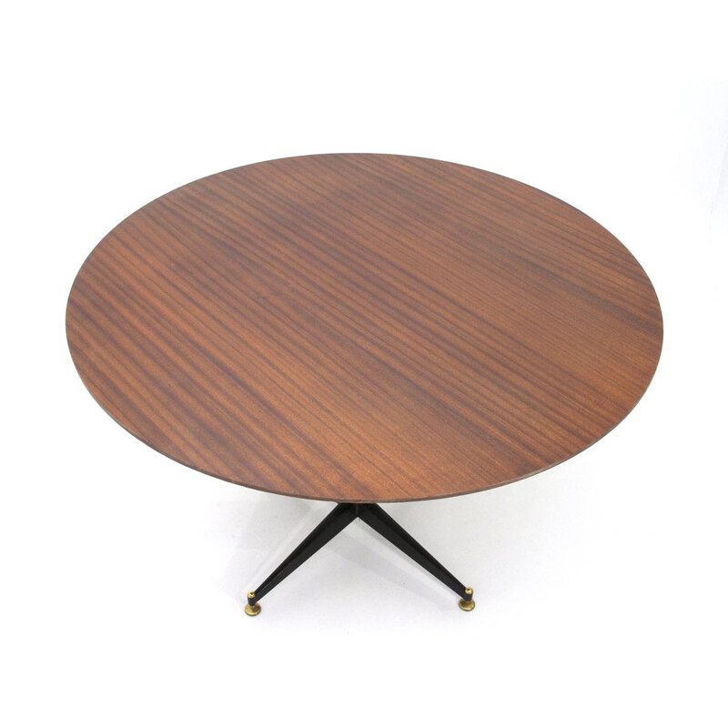 Vintage Italian circular teak dining table