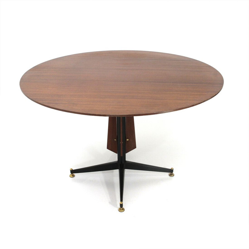 Vintage Italian circular teak dining table